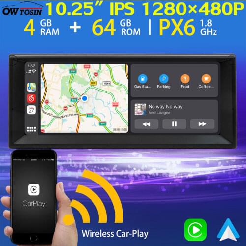 10.25" IPS 1280*480P Android 10.0 PX6 4G+64G Car Multimedia Player For BMW 5er E39 E53 M5 X5 GPS Navi Carplay Radio TDA7850 HDMI