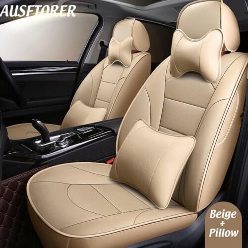AUSFTORER Perforated Cowhide Seat Cover for Renault Captur 2017 Accessories Automobiles Seat Cover Leather Car Seats Protectors