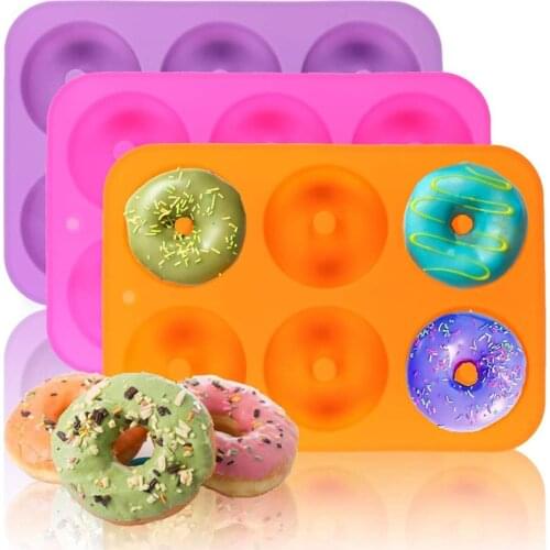 ZhangJi 1pc 6-Cavity Silicone Donut Pan Cake Mold Wool Ball Shaped Mousse Mold Non-Stick Baking Pan DIY Decoration Kitchen Tool