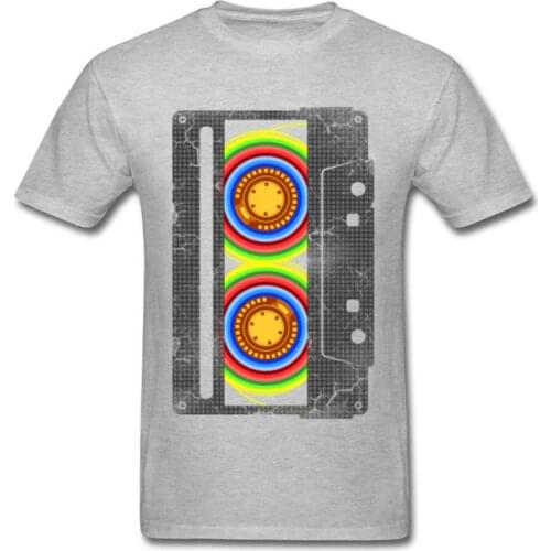Men T-Shirt Music Never Fade Hip Hop Tops Shirt Cotton Rainbow Swag Casual T Shirts Father Day Party Tshirt Retro Cassette Tape