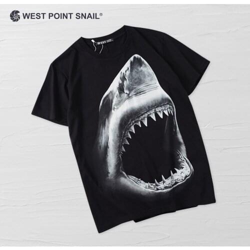 Men Women T-Shirt Tops Shark Graphic Print T-Shirt O-Neck Fashion All-match Gothic Tee Sandy Beach Casual Short Sleeve Clothes