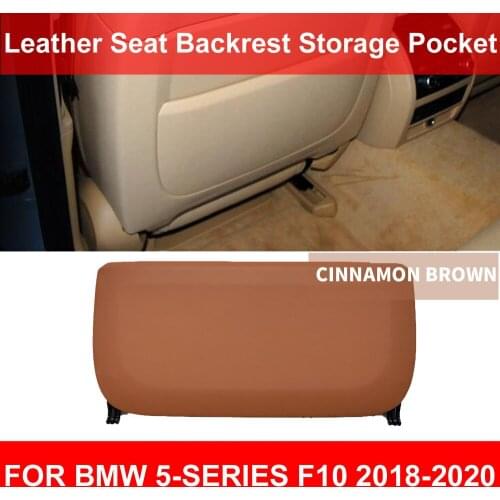 LHD RHD Car Seat Back Backrest Panel Pocket Leather Cover Trimmer Cinnamon Brown For BMW 5-series F10 F11 F18 520 525 2018-2020