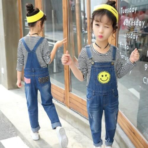 Girl jumpsuit 2018 autumn kids overalls jeans children overalls kids baby girl boys denim overall 5 12 16years children clothing