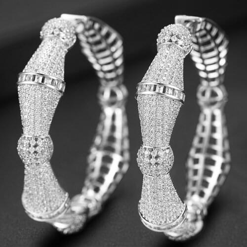 LARRAURI Trendy 3Tone Cubic Zircon CZ DUBAI Bridal Wedding Earrings Luxury Statement Big Hoop Earrings For Women Fashion Jewelry