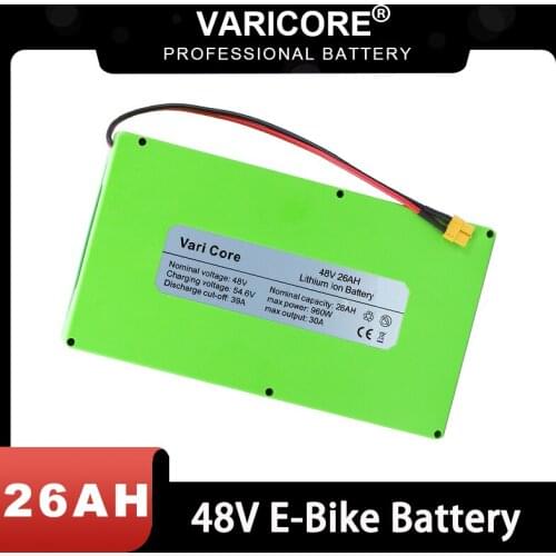 VariCore 48V/54.6V 18650 Li-ion Battery 26Ah 2000W Built in 30A BMS for Electric bicycles Motorcycle modification XT60 plug