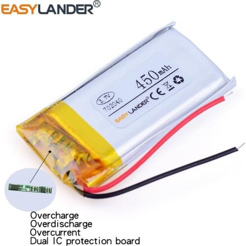 702040 3.7V 450mAh Rechargeable li Polymer Li-ion battery For GPS DVR MP4 MP5 Bluetooth Digital Product small toys tools 701939