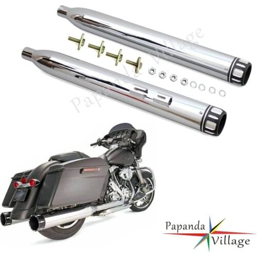 Motorcycle Steel Chrome 810mm Slip On Silencer Exhaust Muffler Pipes Custom for Harley Touring Bobber Chopper Cafe Racer