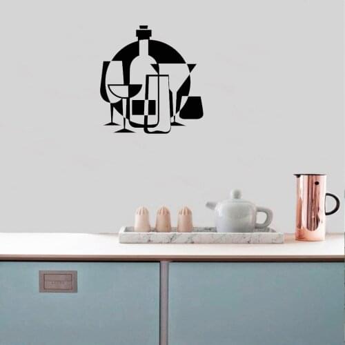 Alcohol Drink Bar Wine Glass Bottle Kitchen Decor Stickers Mural Vinyl Wall Decal ov591