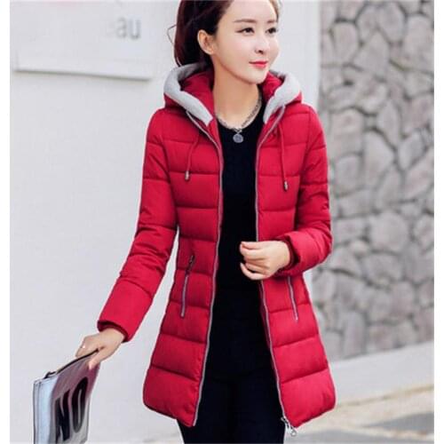 New winter thick coat coat womens long section warm cotton suit Slim large size cotton hooded womens winter jacket