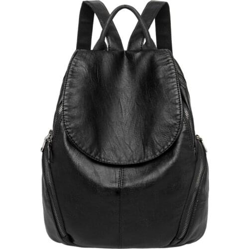 RanHuang New Arrive 2021 Fashion Womens Genuine Leather Backpack Sheepskin Rucksacks Ladies Travel Shoulder Bags Black satchel
