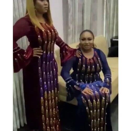 Autumn Winter Velvet Africa Clothing Muslim Long Maxi Dress High Quality Fashion African Dress Lady African Dresses For Women