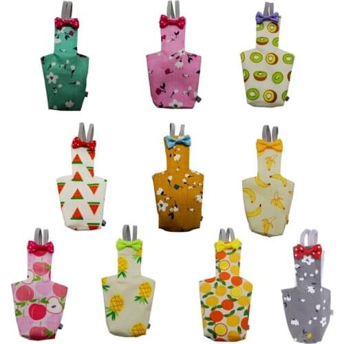 Parrot Diaper with Bowtie Cute Colorful Fruit Floral Cockatiel Pigeons Small Medium Large Pet Birds Flight Suit Clothes Washable