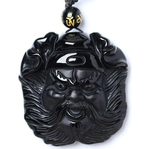 Natural Obsidian Zhong Kui Pendant Jewelry Fine Jewelry Lucky to ward off evil spirits Auspicious Patron saint Pendant Jewelry