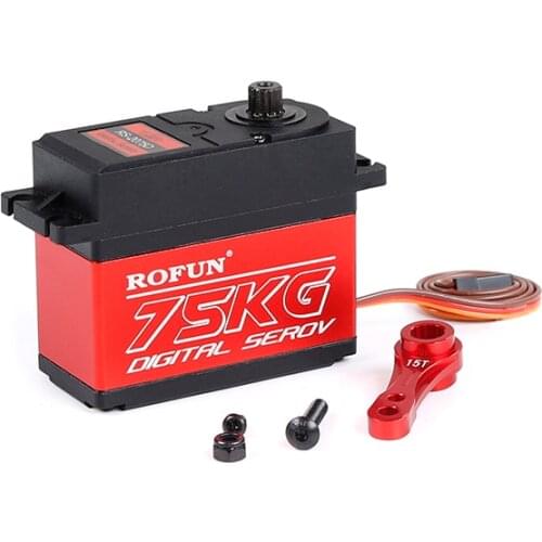 Rovan 75KG Metal Gear Steering Servo 15T/17T Double-sided CNC Arm 6V-7.4V for 1/5 HPI Baja 5B 5T 5SC LOSI 5IVE-T