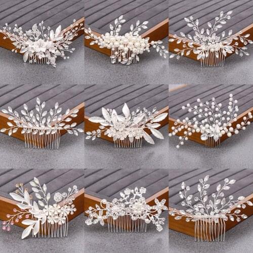 Silver Color Rhinestone Flower Hair Comb Hair Accessories Women Head Jewelry Wedding Hair Accessories Bridal Hair Comb Headband