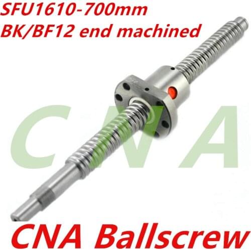 SFU1610 700mm 16mm Ball screw SFU1610 length 700 mm plus 1pcs RM1610 1610 Ballnut CNC DIY Carving machine BK/BF12 machined