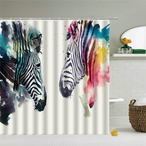 Zebra And Cheetah Stripe Pattern Shower Curtains Jungle animals Waterproof Polyester Fabric Bathroom Curtains For Home Decor