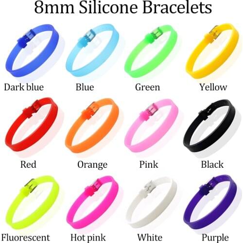 10pcs 8MM Silicone Wristband Bracelets Fit 8mm Slide Charms Slide letters Fit DIY Accessories Women Jewelry WB009