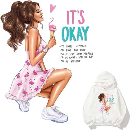 Sunshine Girl Patches For Clothes A-Level Washable Woman T-Shirts Heat Transfer Thermal Stickers Minimalist Iron On Appliqued