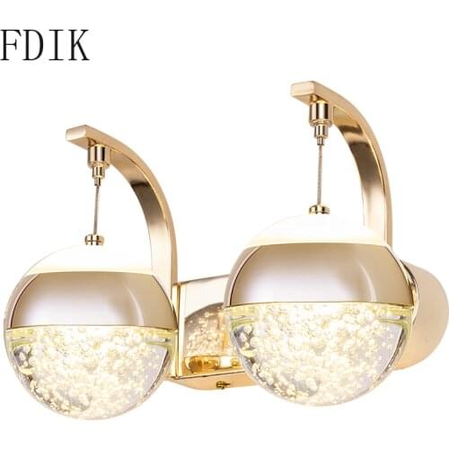 Modern Bubble Crystal Ball Wall Lamp Gold sliver Led Wall Lights for Room Corridor Stairs Indoor Decor Lighting Bathroom Light