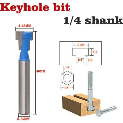T-Slot Cutter Router Bit for 1/4" Hex Bolt - 1/4" Shank -Length Woodworking Cutters For Power Tools