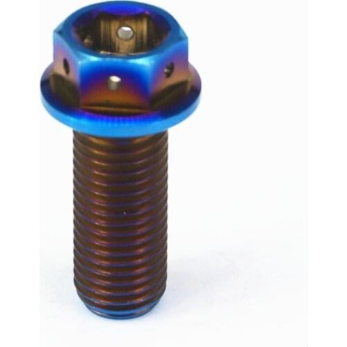 1.25mm Pitch M10x25mm Burn Blue GR5 Titanium Motorcycle Hex Head Flange Bolts