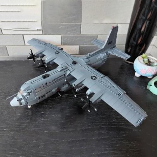 High-Tech MOC Brick 06023 AC130 Air Gunship Fighter Military Battlefield Series Tightly Assembled Toy Blocks Childrens Day Gift