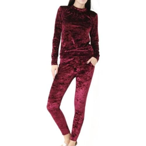 Women Autumn Women Warm Velvet Set Fashion Tracksuit Velour Smooth Soft Home Suit Female Fitness 2 Two Piece Set