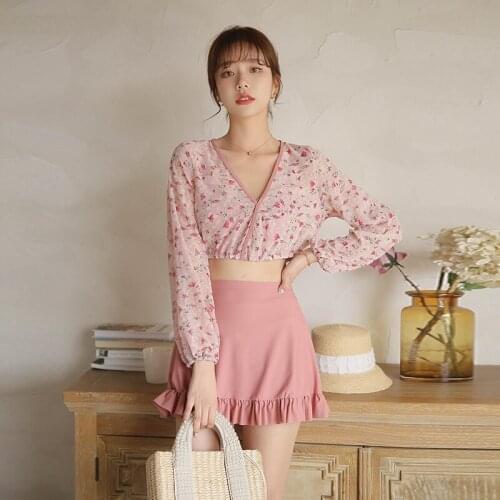 Womens Multi-piece Swimsuit Swimsuit Sexy Push-up Short Skirt Sling Sleeveless Beach Swimsuit 3pcs/set