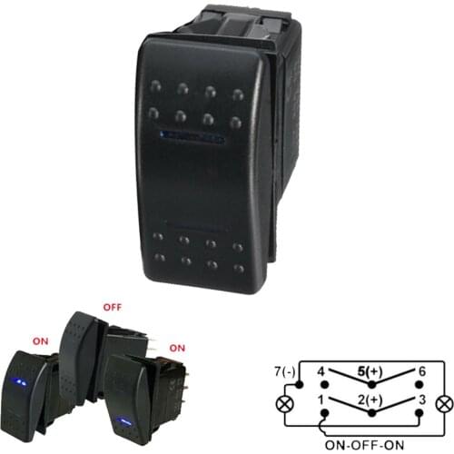 1pc 7Pin DPDT ON-OFF-ON Switch 2 LED Rocker Switch Universal Car Truck Marine Universal 12/24V Accessories