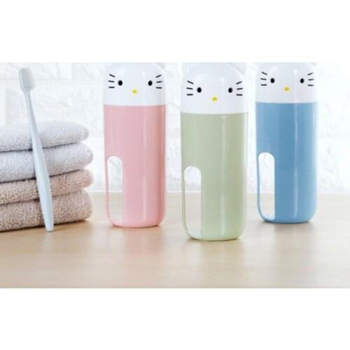 1pc cartoon Portable Travel Set toothbrush Cup Storage Box Home cat Organizer Toothpaste Tooth Brush Towel Wash Gargle Cup