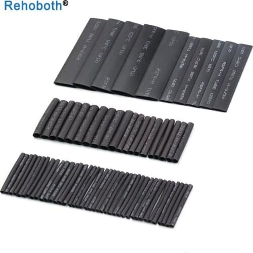 127 pcs Black Heat Shrink Tube Short Tubing Set 2:1 Polyolefin Shrinking Wire Sleeving Wrap Cable Kit Width 2mm 5mm 10mm 13mm