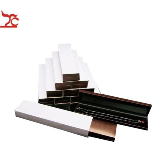 18Pcs High Quality Necklace Jewelry Display Case Brown Bead Chain Bracelet Pendant Storage Organizer Gift Box 22.8*5*2.8 cm