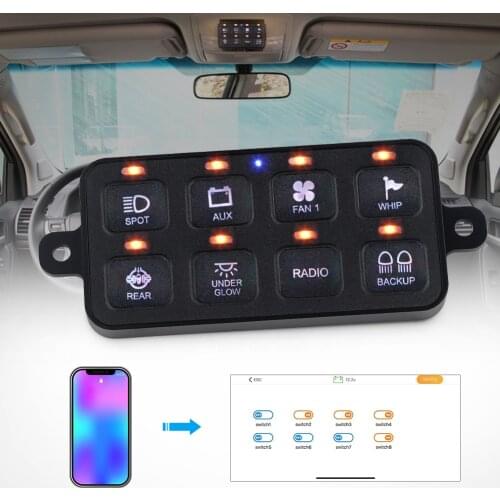 8 Gang LED Switch Panel car Truck DC12V-24V Programmable For phone control Download Mounting Software Power System Switch Panel