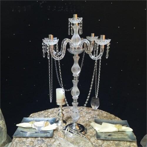90cm Tall Table Centerpiece Acrylic Crystal Candelabras candle holder Wedding Props Table Decoration
