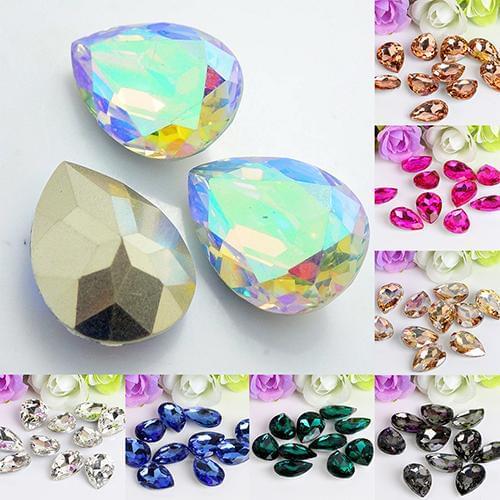 BLUSELANS 10 Pcs 18mm x 25mm Teardrop Resin Rhinestones Beads 18x25mm DIY Crafts Phone Decal Decor jewelry making