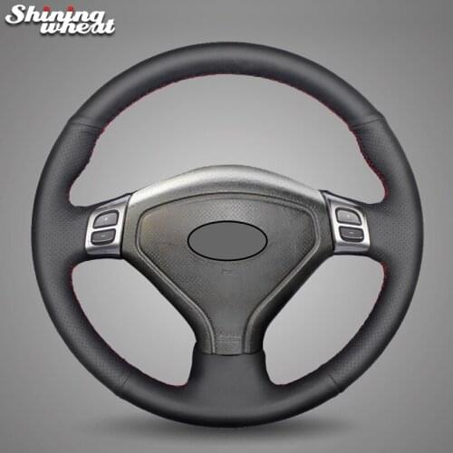 BANNIS Black Genuine Leather Car Steering Wheel Cover for Subaru Forester 2004-2006 Outback 2004 2005 Legacy 2004-2006