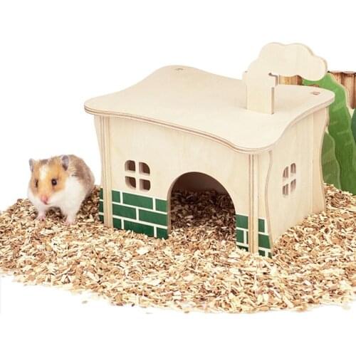 Wooden Vintage Design Hamster Hiding Sleeping Playing House Cage Nest Small Animals Playing Toys Guinea Pigs Hedgehogs Golden