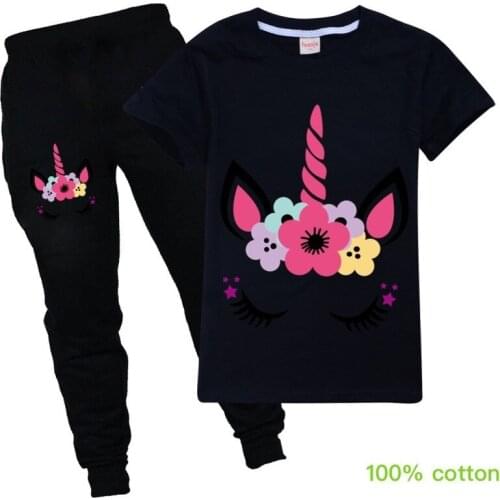 Unicorn Summer Kids Sweatshirts Fashion Kids Hooded Short sleeveT Shirt Baby Toddler Girls Kids Clothes Girls Casual Sportswear