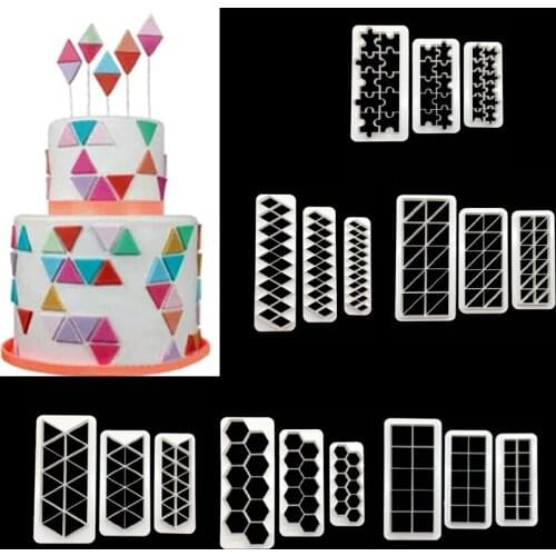 Wholesale 10Sets(3 pcs/set) Geometric Figure Plastic Cake Cutter Biscuit Mold Fondant Cake Decorating Tools