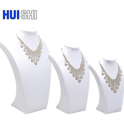 Hot Sale White PU Leather Jewelry Display Necklace Bust Pendants Stand Choker Holder Jewellery Rack 3 Options Model jewelry tray