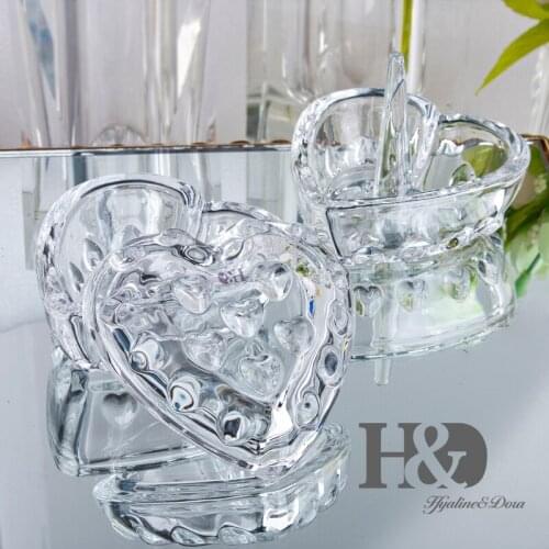 H&D Crystal Ring Holder Trinket Boxes Jewelry Collectibles Wedding Display Home Decor Decorative Art Glass Craft Mother Day Gift