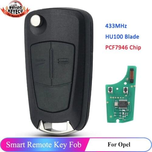KEYECU Replacement Remote Car Key Fob 2 Button 433MHz PCF7946 for Vauxhall Opel Vectra C 2002-2008 ,Signum 2003-2007