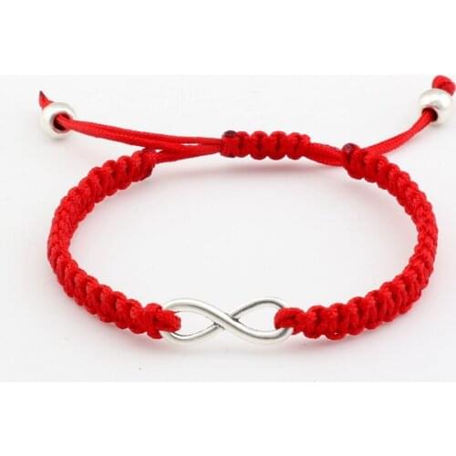 Hot ! 1pcs Zinc Alloy Infinity Red Wax line Hand made Weave Adjustable Bracelet kl04