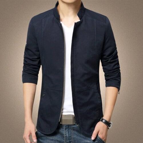 Mens Cotton 100% Jackets Autumn Spring Plus Size Mens Jackets And Coats Black Slim Mens Windbreaker Jacket Men Coat