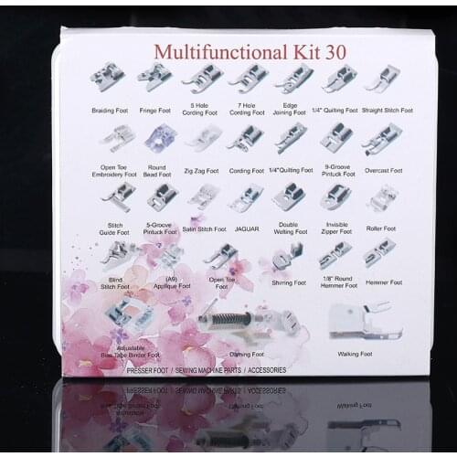 30/42/52Pcs Presser foot Sewing Machine Braiding Blind Stitch Darning Foot Feet Kit Set With Top Box Snap On Sewing accessories