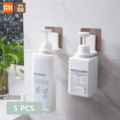 Xiaomi youpin 5 PCS Wall Sticky Hook Bathroom Toilet Shower Gel Rack Free Punch Strong Sticky Hook Shower Shampoo Storage Rack