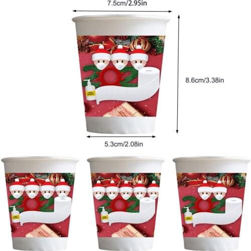 Wholesale10pcs Christmas Paper Cup Set Disposable Leak-proof Coffee Cups Christmas Party Oilproof Cupcake Personalized Ornament