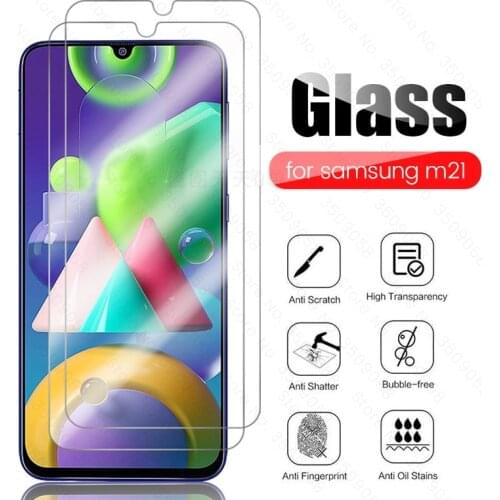 2-1Pcs original transparent protective glass for samsung galaxy m21 2020 sm-m215f/ds 6.4'' screenprotector film samsang m 21 21m