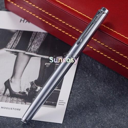 Hero Fountain Pen 200A, 14K Gold NIB, All Steel, Silver with Golden/Silver Clip, Fine Nib 0.5mm Gift Collection Pen and Gift Box